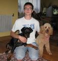 son Peter with both dogs